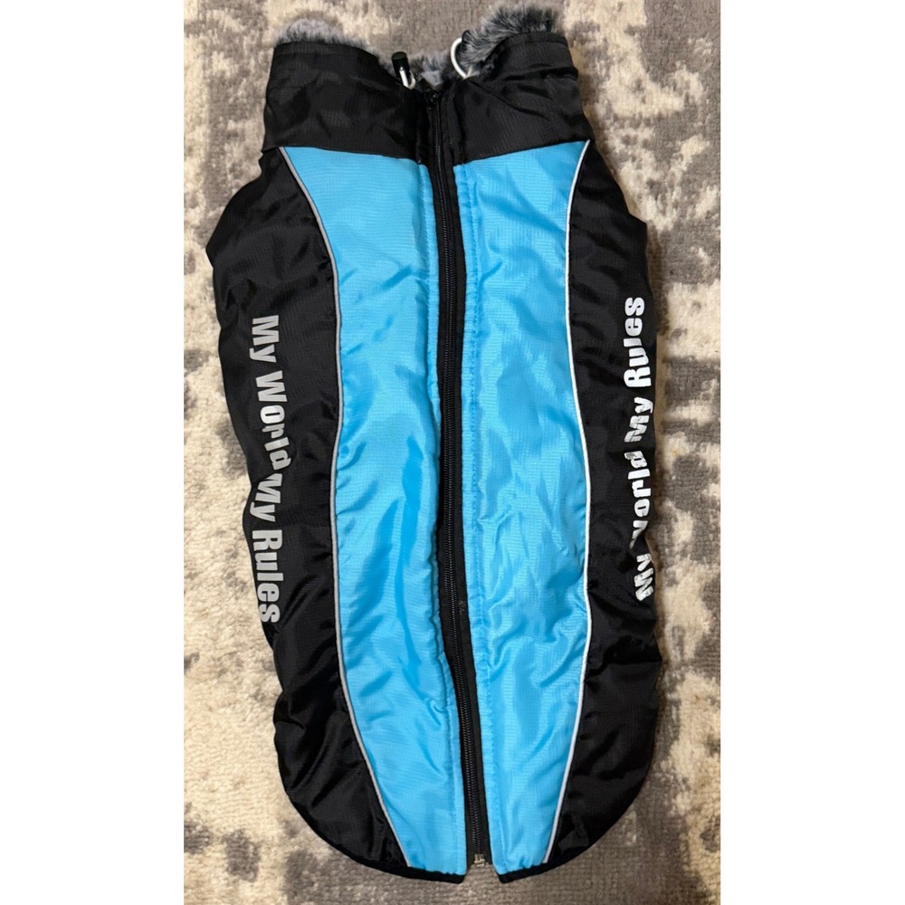 My World My Rules-Black & Blue Back Clip Winter Harness Vest Jacket 2LX